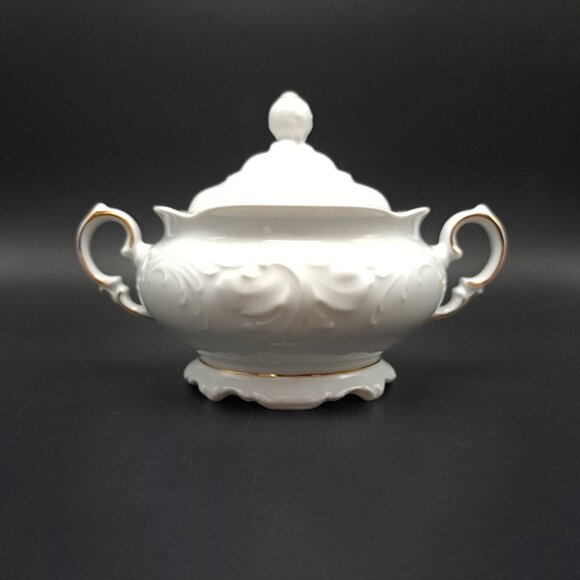 Royal Kent Porcelain Sugar Bowl With Lid Gold Trim - Picture 1 of 13